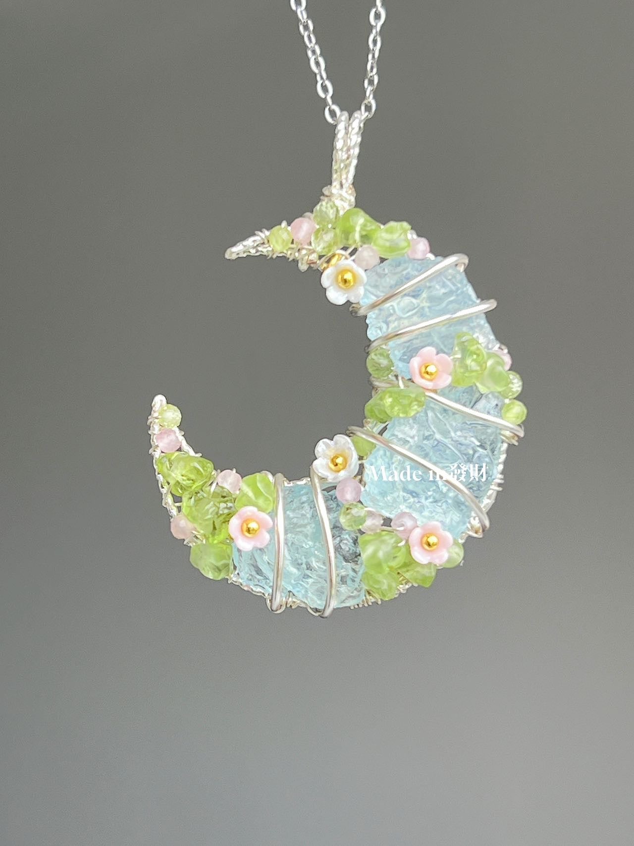 [100% HANDMADE]Spring Moon Dessert Aquamarine